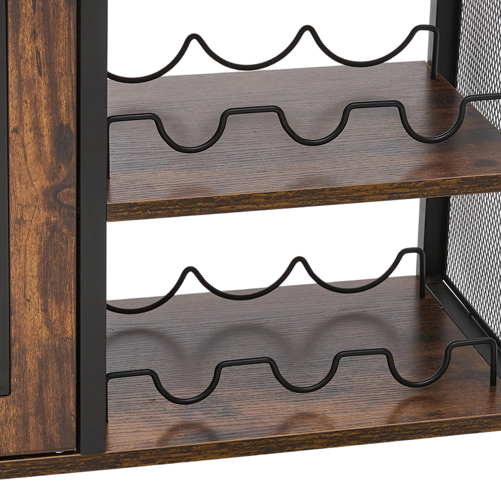 Living and Home 2 Door 3 Shelf Retro Brown Bar Cabinet with 5 Bottle Wine Rack Image 5