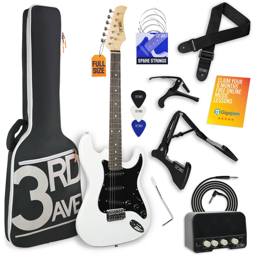 3rd Avenue White Full Size Electric Guitar Set Image 1