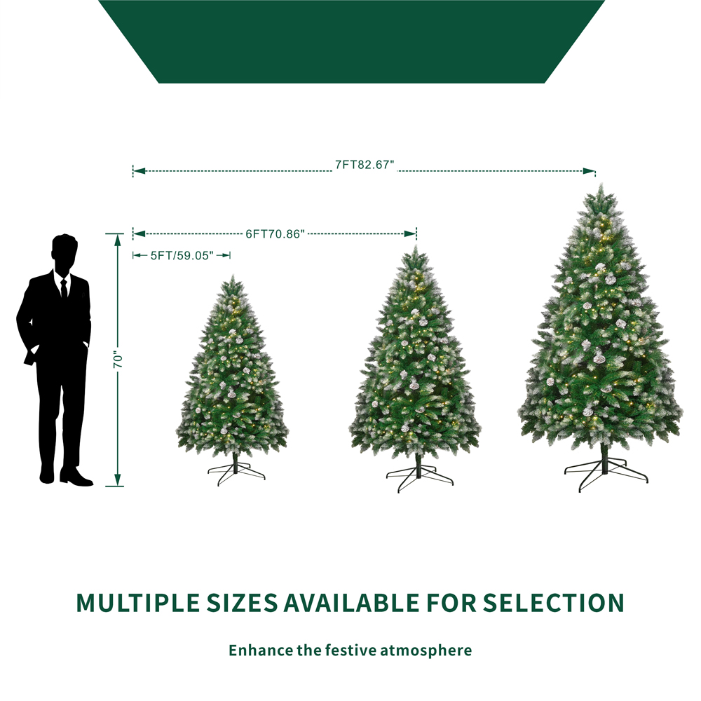 Abrihome Pre Lit Snow Flocked Artificial Christmas Tree 7ft Image 8
