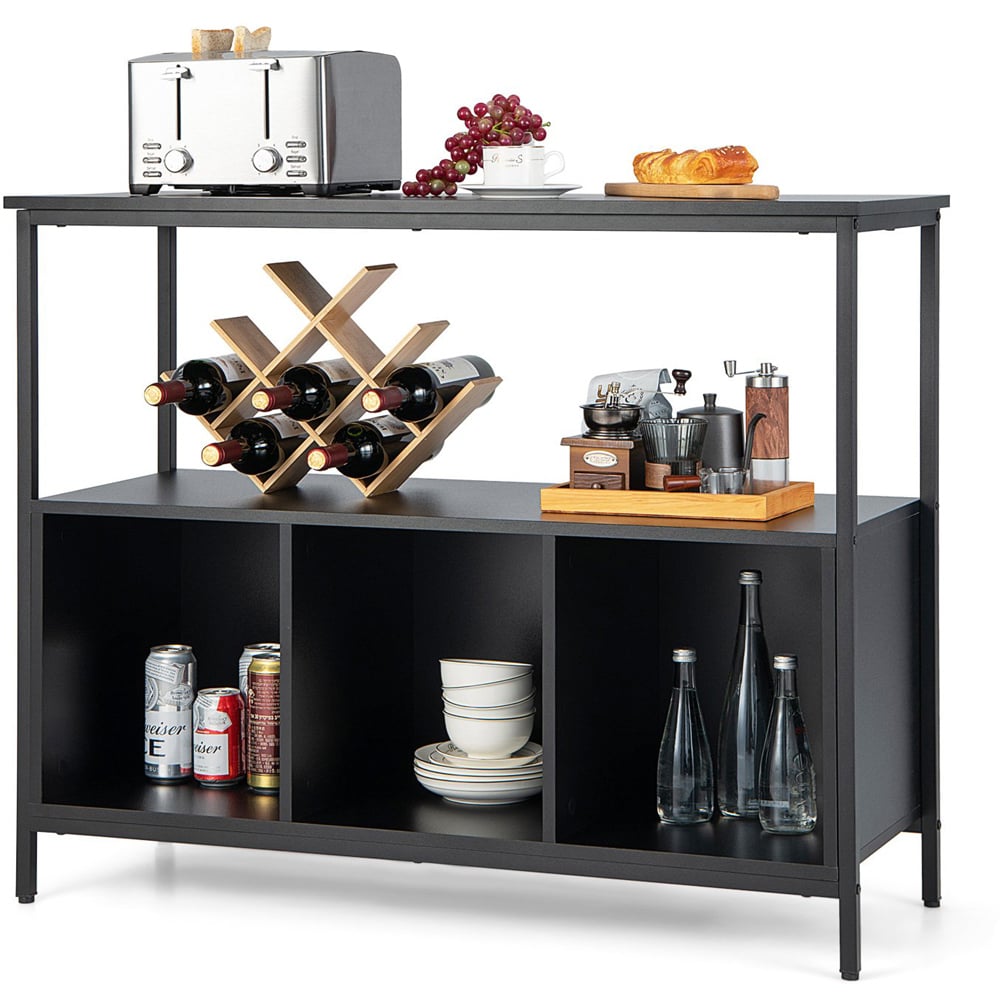 Costway 4 Shelf Black Sideboard Image 2