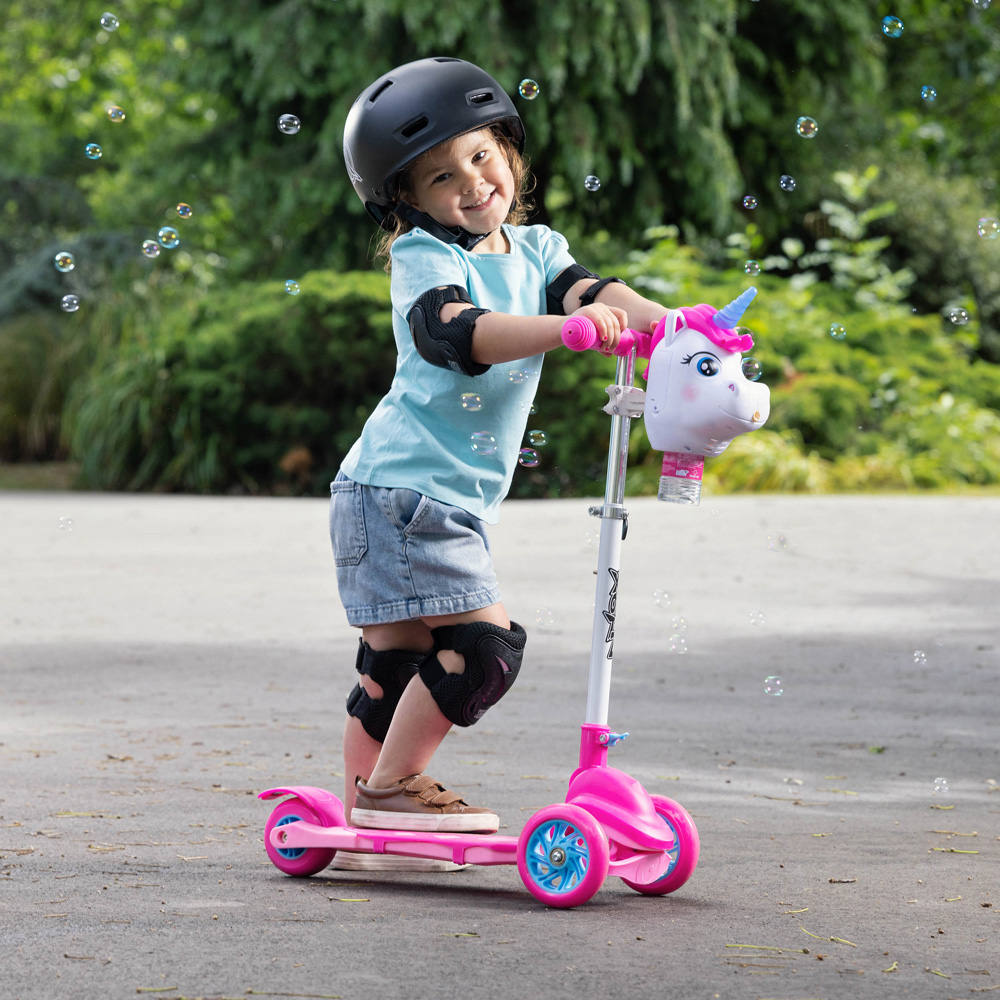 Xootz Kids White Unicorn Bubble Go Foldable Tri-Scooter Image 9