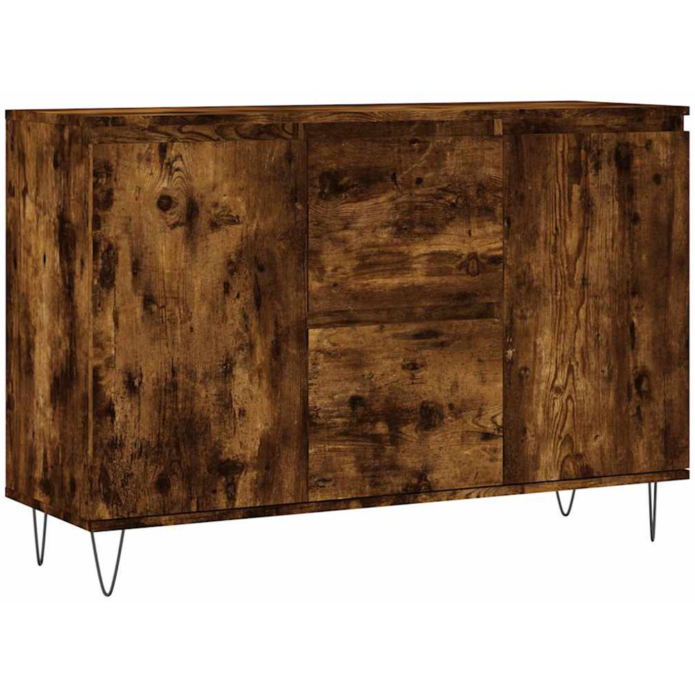 vidaXL 2 Door 2 Drawer Smoked Oak Sideboard Image 2