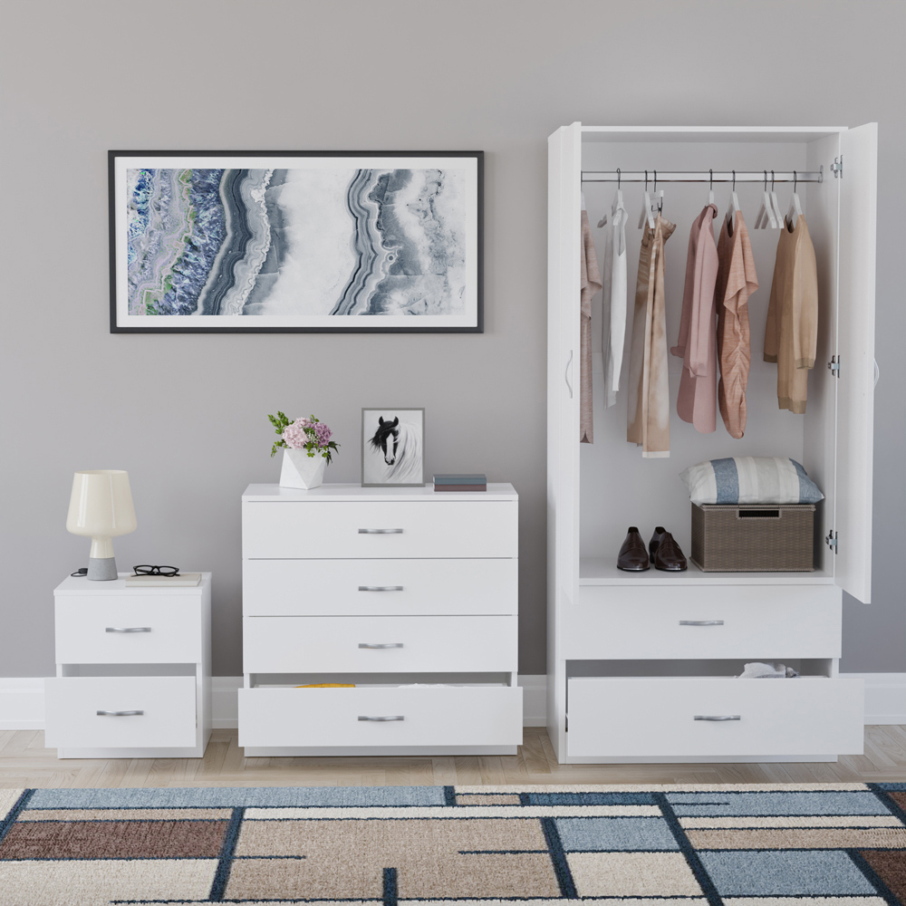 VIDA DESIGNS Riano White 3 Piece Bedroom Furniture Set Image 3
