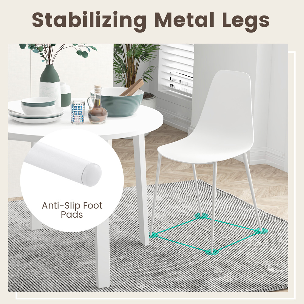Costway Set of 4 White Metal Dining Chair Image 7