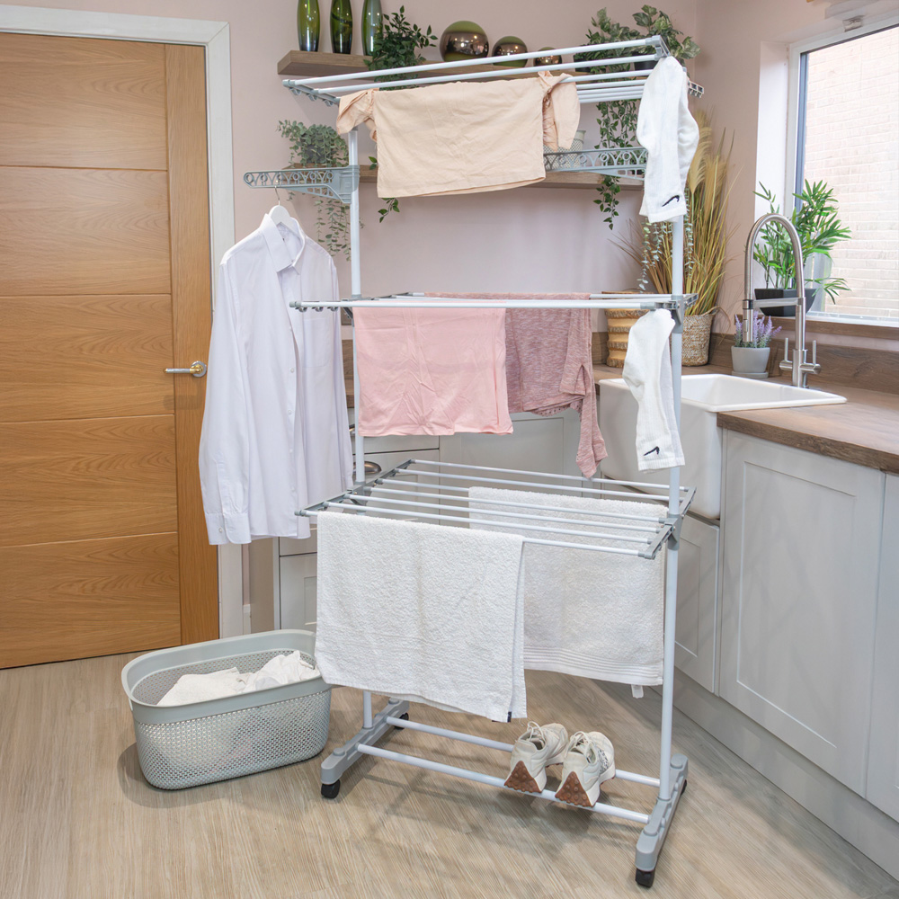JVL 3-Tier White Clothes Drying Rack 21m Image 8