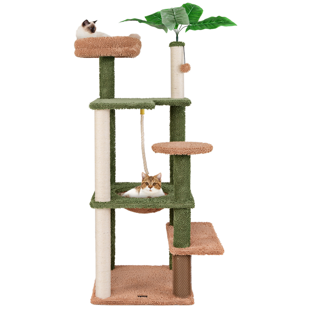 Costway Green Cat Tree with Sisal Scratching Posts 152cm Image 1