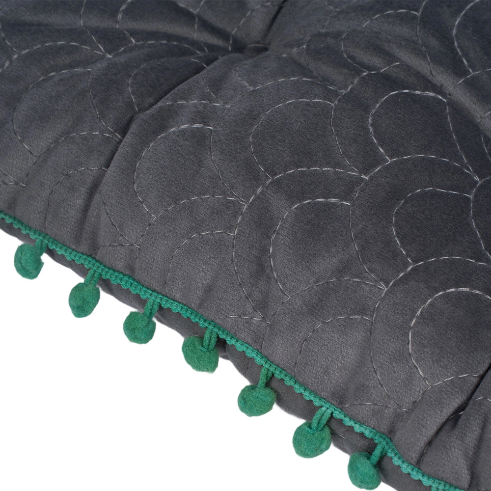Living and Home Grey Soft Chair Cushion with Pom Pom Trim 40 x 40cm Image 5