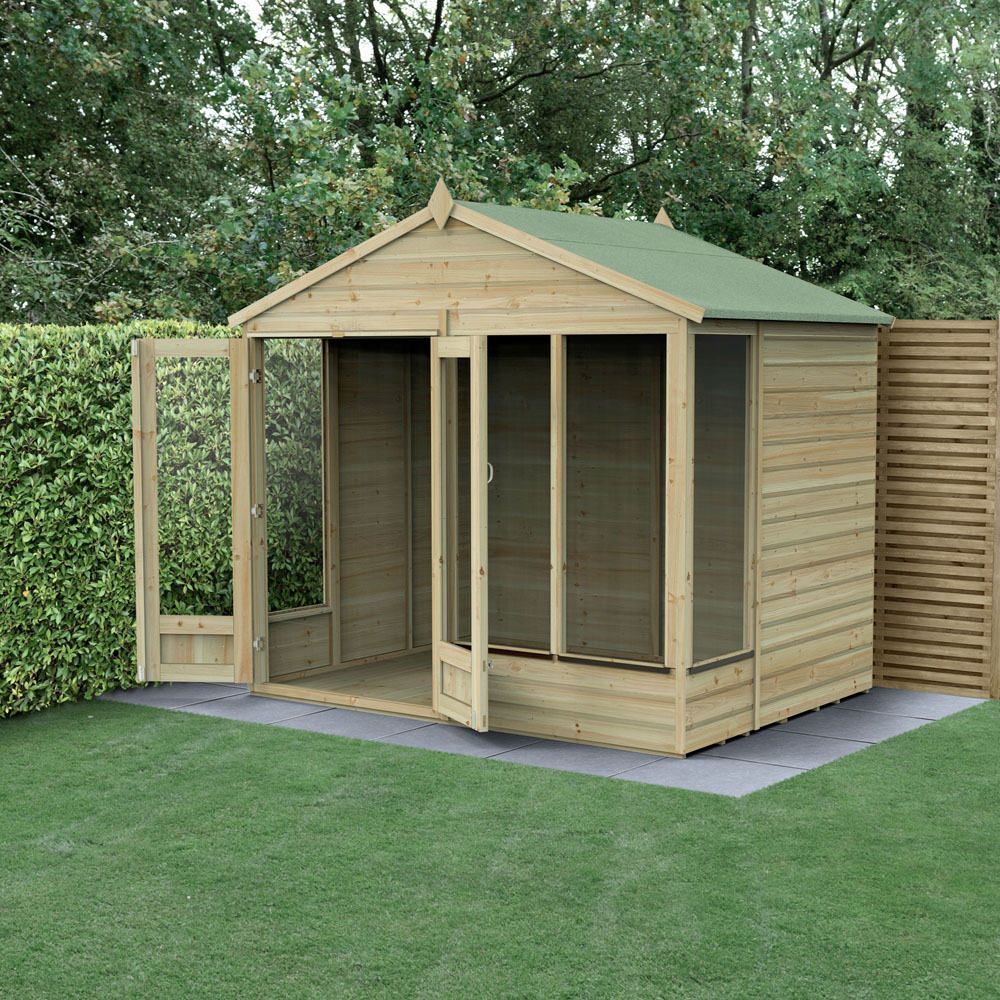 Forest Garden 8 x 6ft Beckwood Double Door 4 Window Apex Summerhouse Image 2
