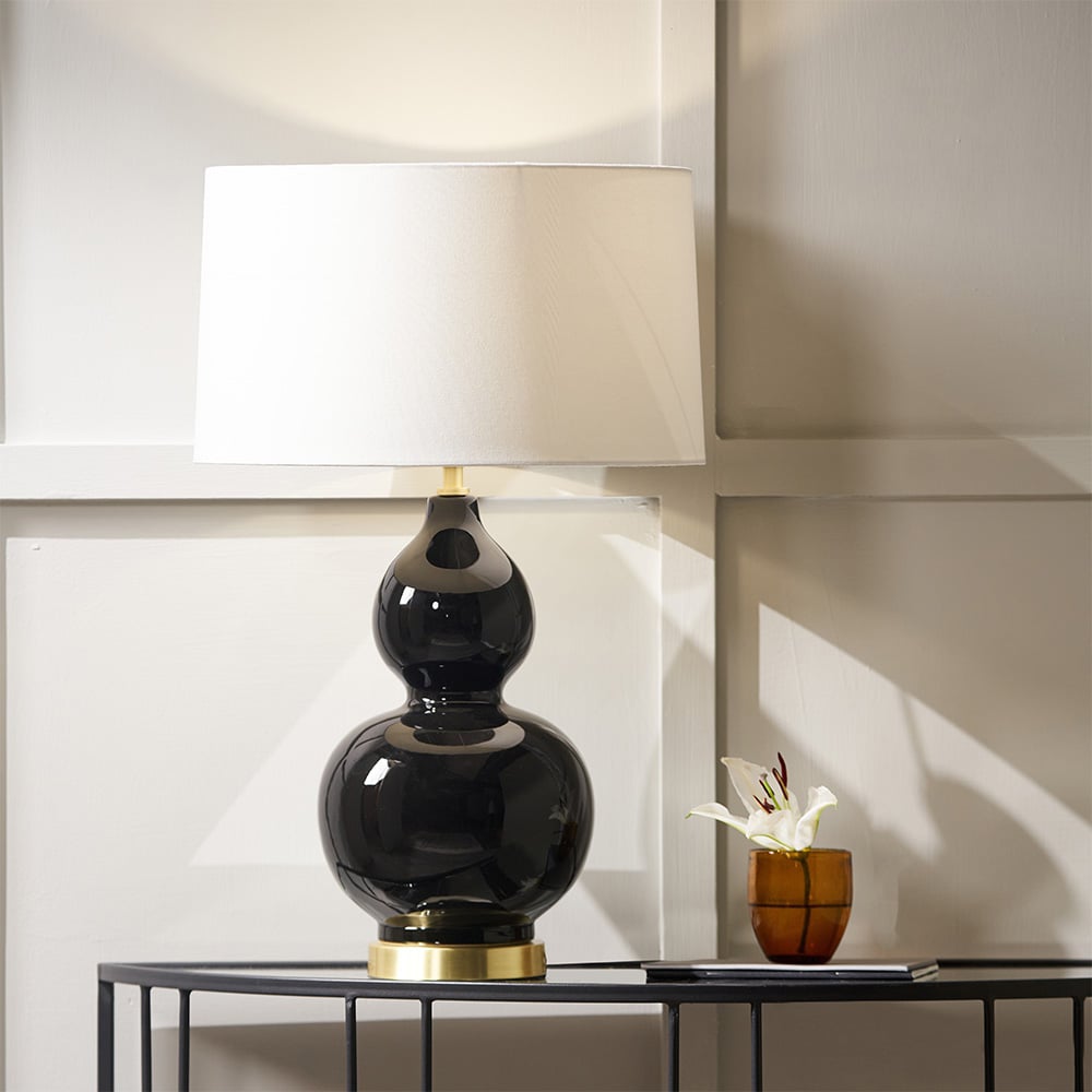 Pacific Lifestyle Gatsby Black Ceramic and Brushed Gold Metal Table Lamp Image 2