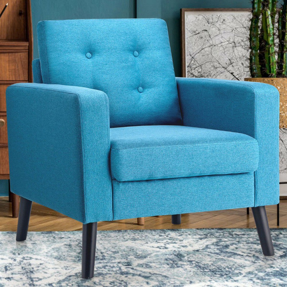 Costway Blue Upholstered Accent Chair Image 1