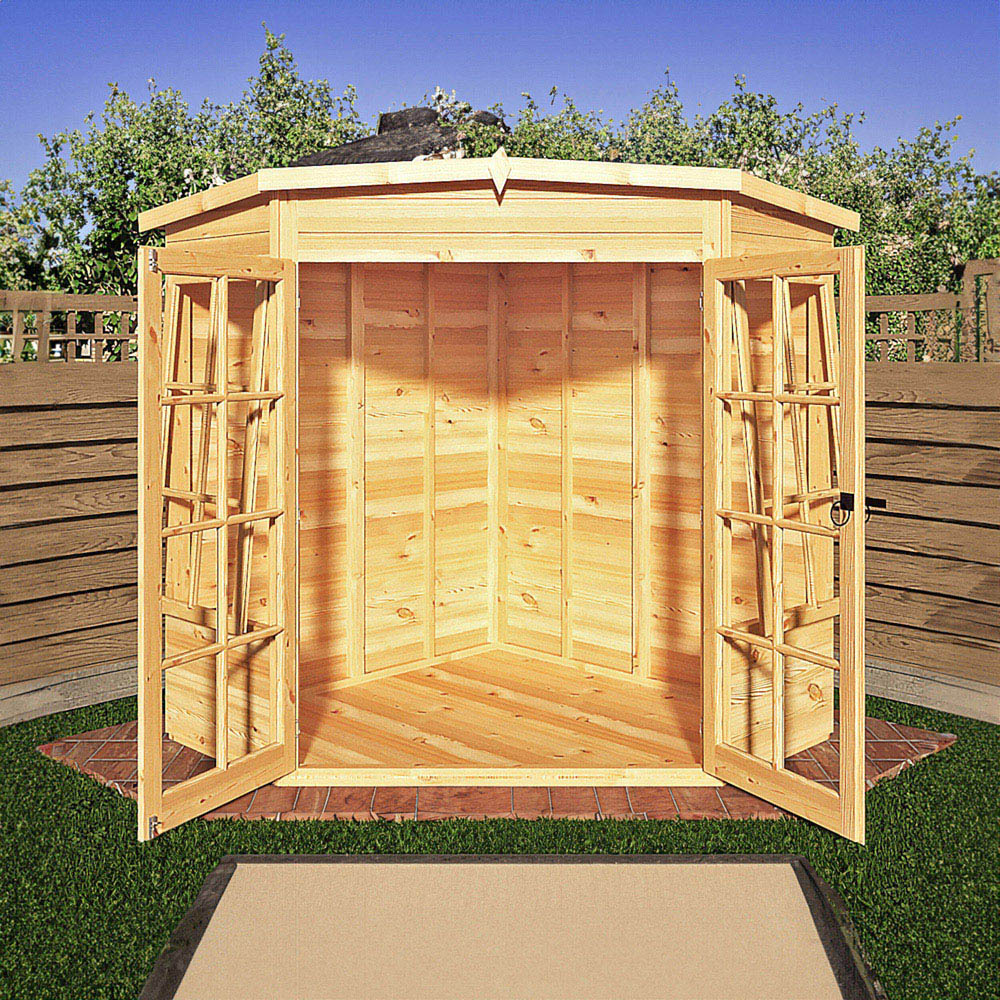 Shire Hampton 6 x 6ft Shiplap Pent Garden Corner Summerhouse Image 5
