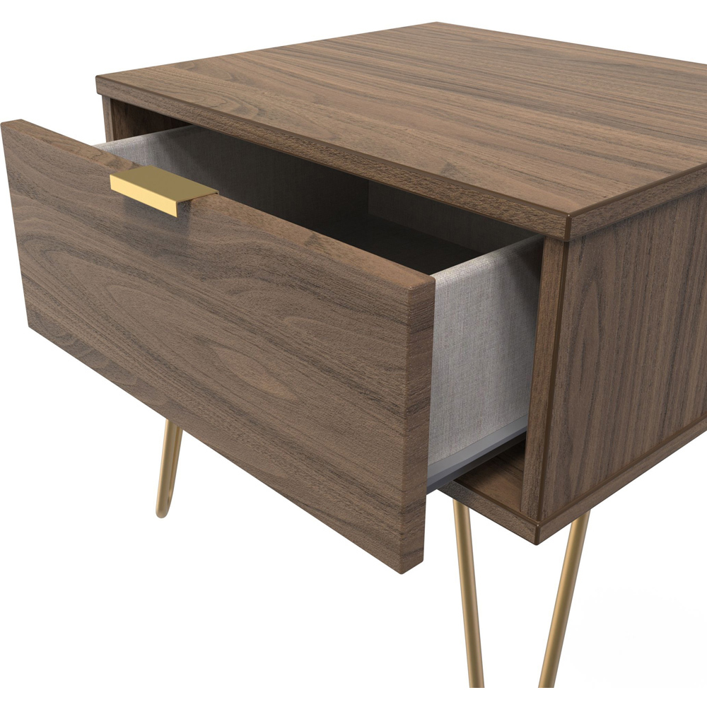 Crowndale Hong Kong Single Drawer Carini Walnut Wide Side Table Ready Assembled Image 6