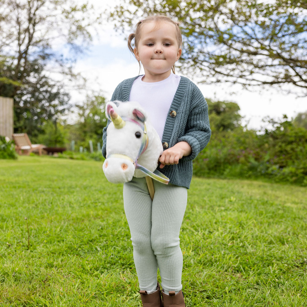 Toyrific Kids White Unicorn Interactive Hobby Horse Stick Toy Image 6