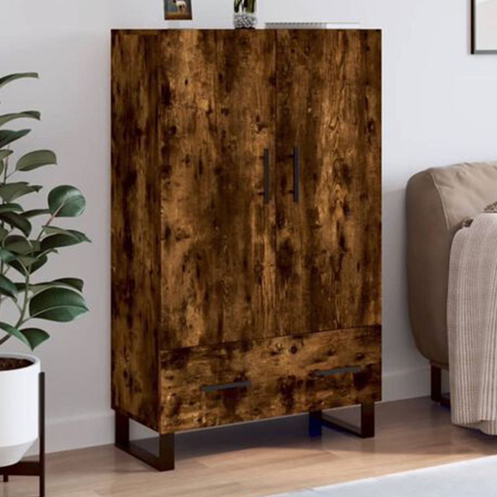 vidaXL 2 Door Single Drawer Smoked Oak Highboard Image 1