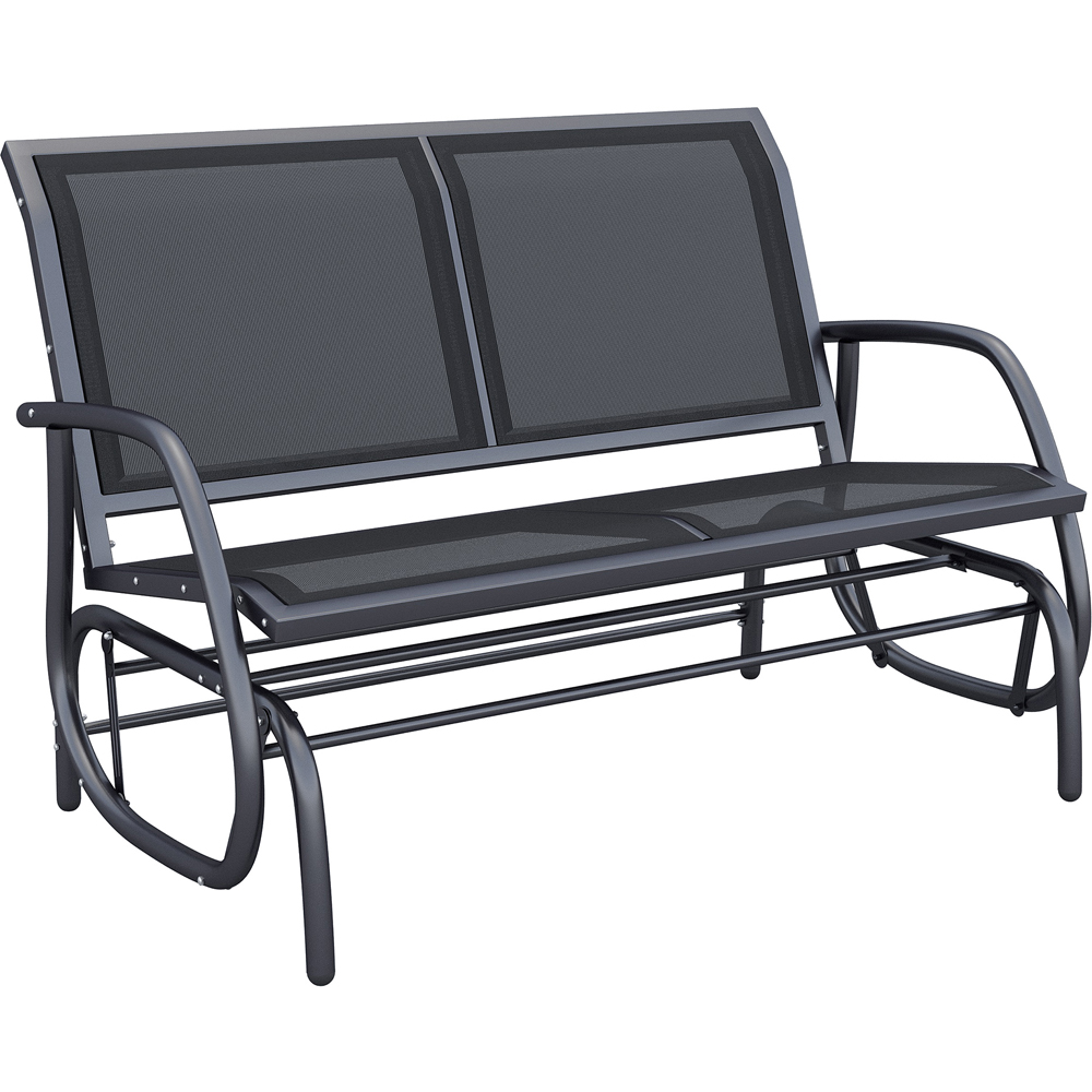 Outsunny 2 Seater Black Steel Glider Bench Image 2