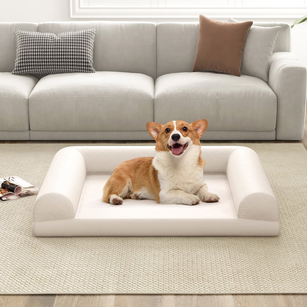 Costway Beige 3 Side Bolster Egg Foam Orthopaedic Dog Bed Image 3