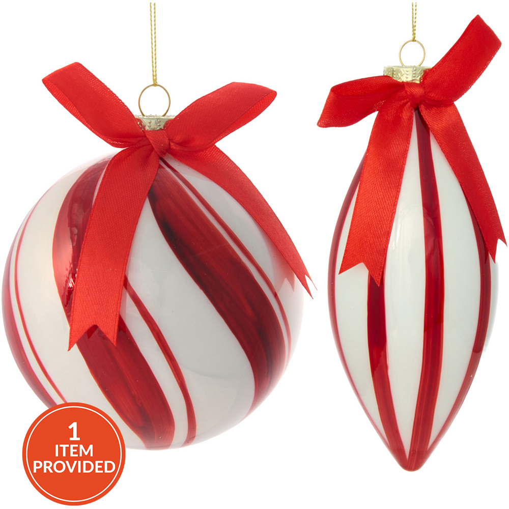 Tied with a Bow Candy Cane Bauble Image 1