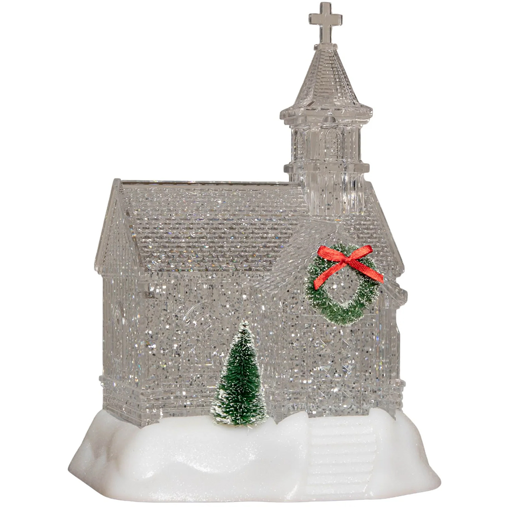 Samuel Alexander Church with Swirling Glitter Christmas Decoration 23cm Image 1