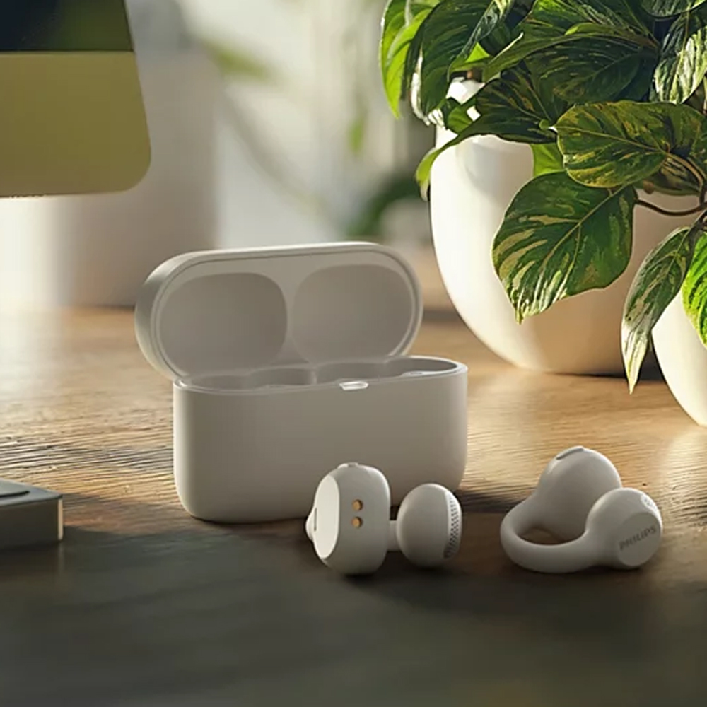 Philips TAQ2000 White Ear Cuff Style True Wireless Open Ear Multipoint Earbuds Image 2