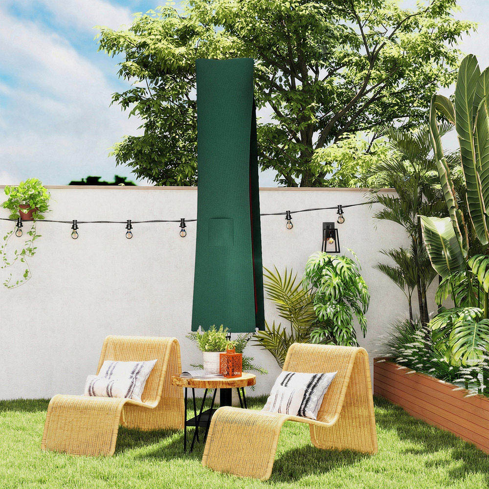 Outsunny Dark Green Large Waterproof Garden Banana Umbrella Parasol Cover 240 x 48cm Image 3