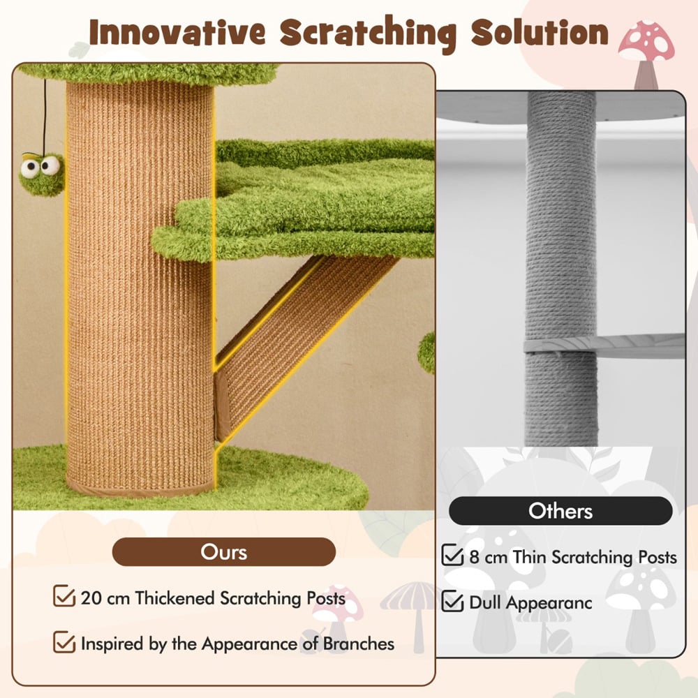 Costway Green Mushroom Indoor Cat Tree 148cm Image 4