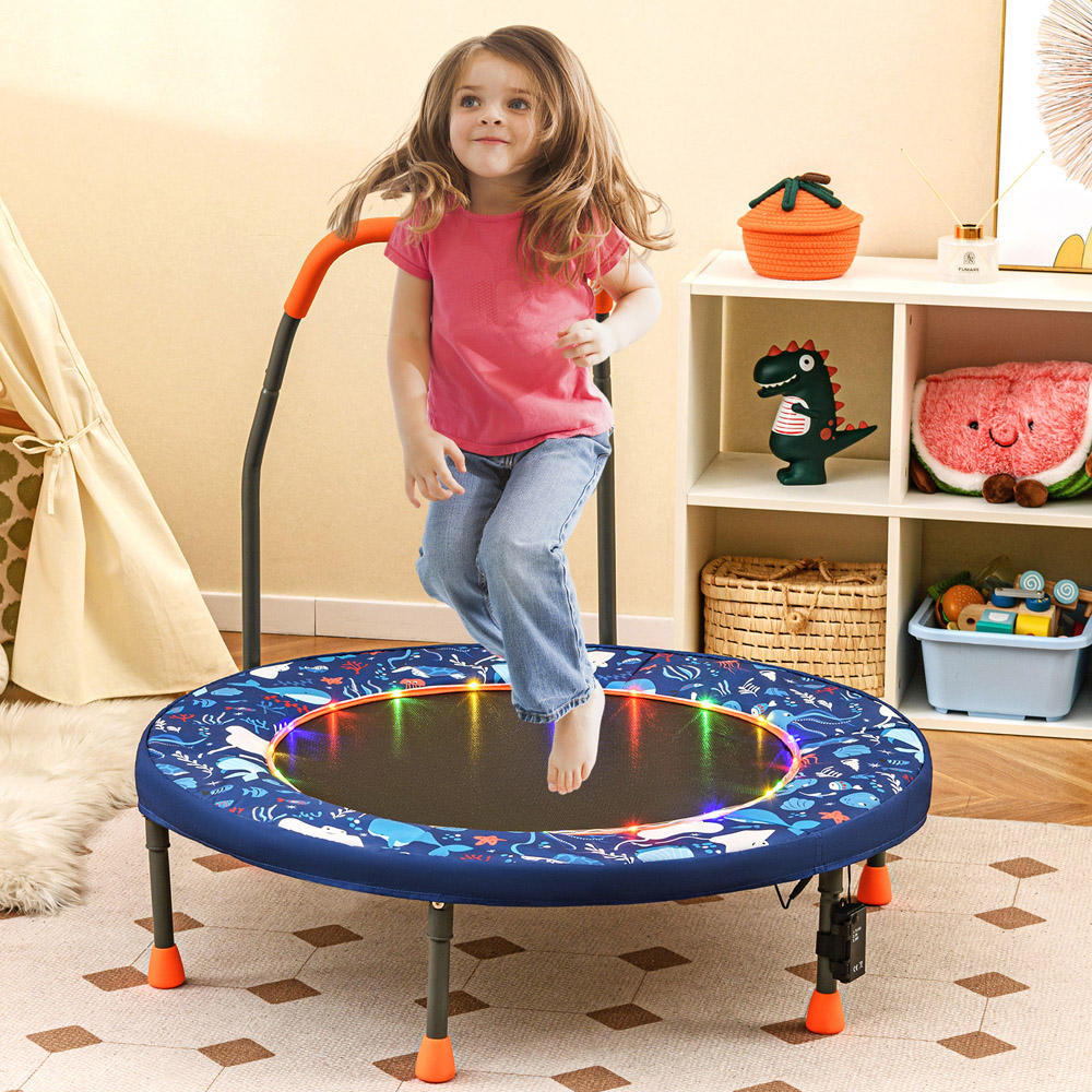 Costway Navy Kids Folding Mini Trampoline Image 2