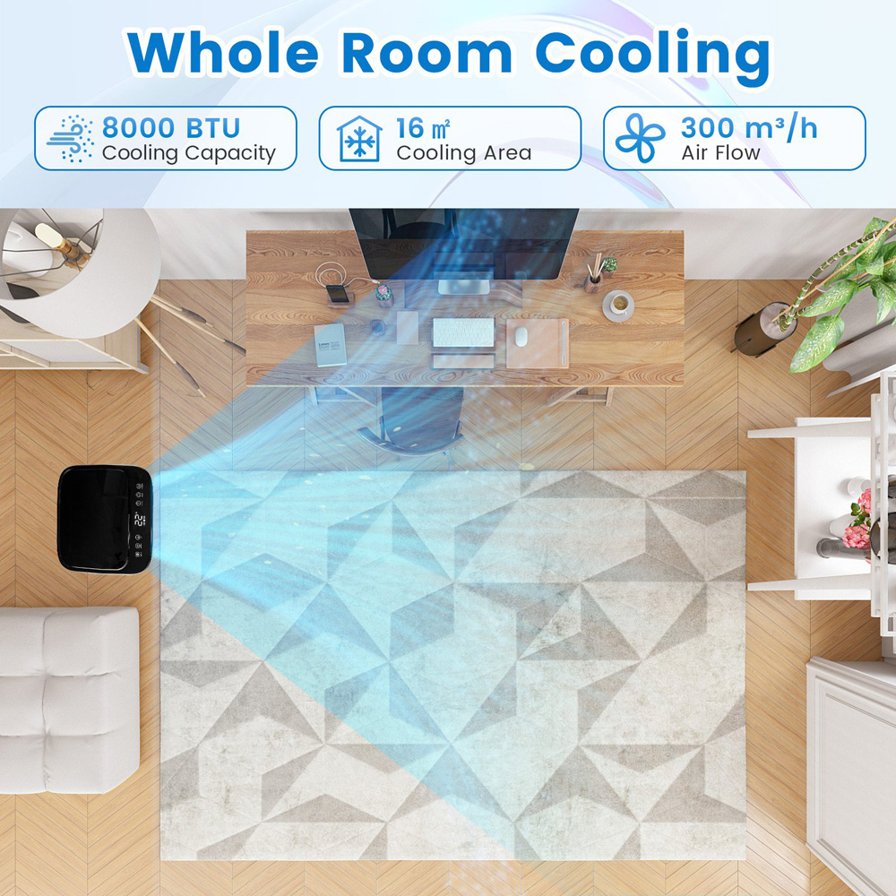 Costway White 8000BTU Portable Air Conditioner with Dehumidifier Fan Image 8