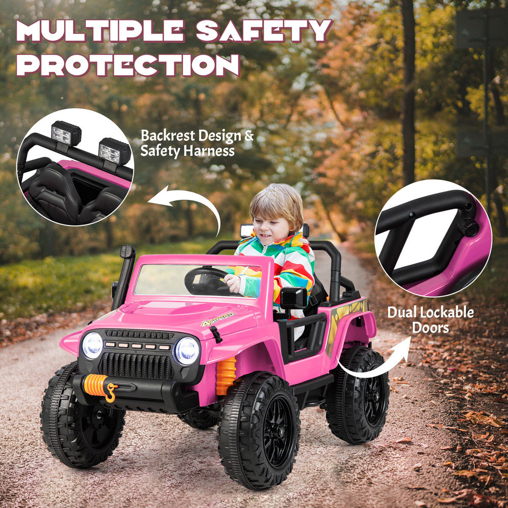 Costway Pink Kids Electric Ride On Car with Music and LED Light Image 5
