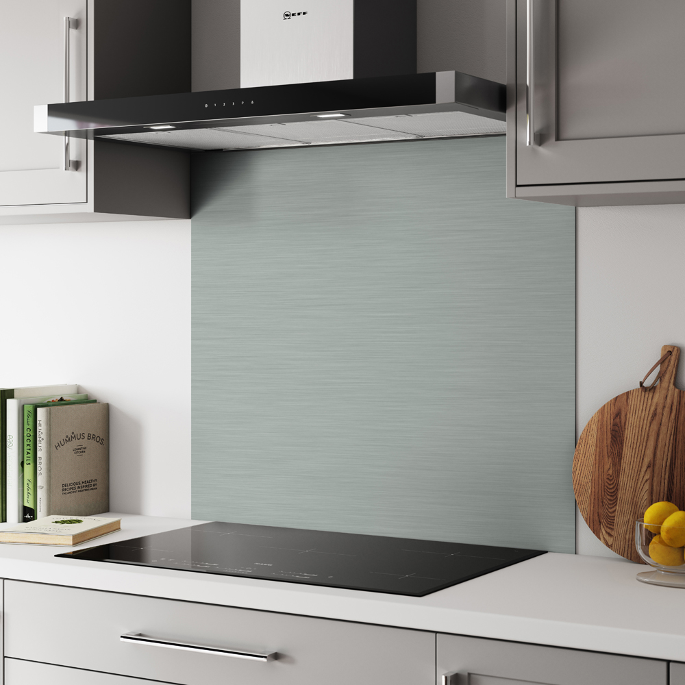 Alloy Brushed Steel and Titanium Kitchen Hob Splashback 900 x 800 x 4mm Image 1