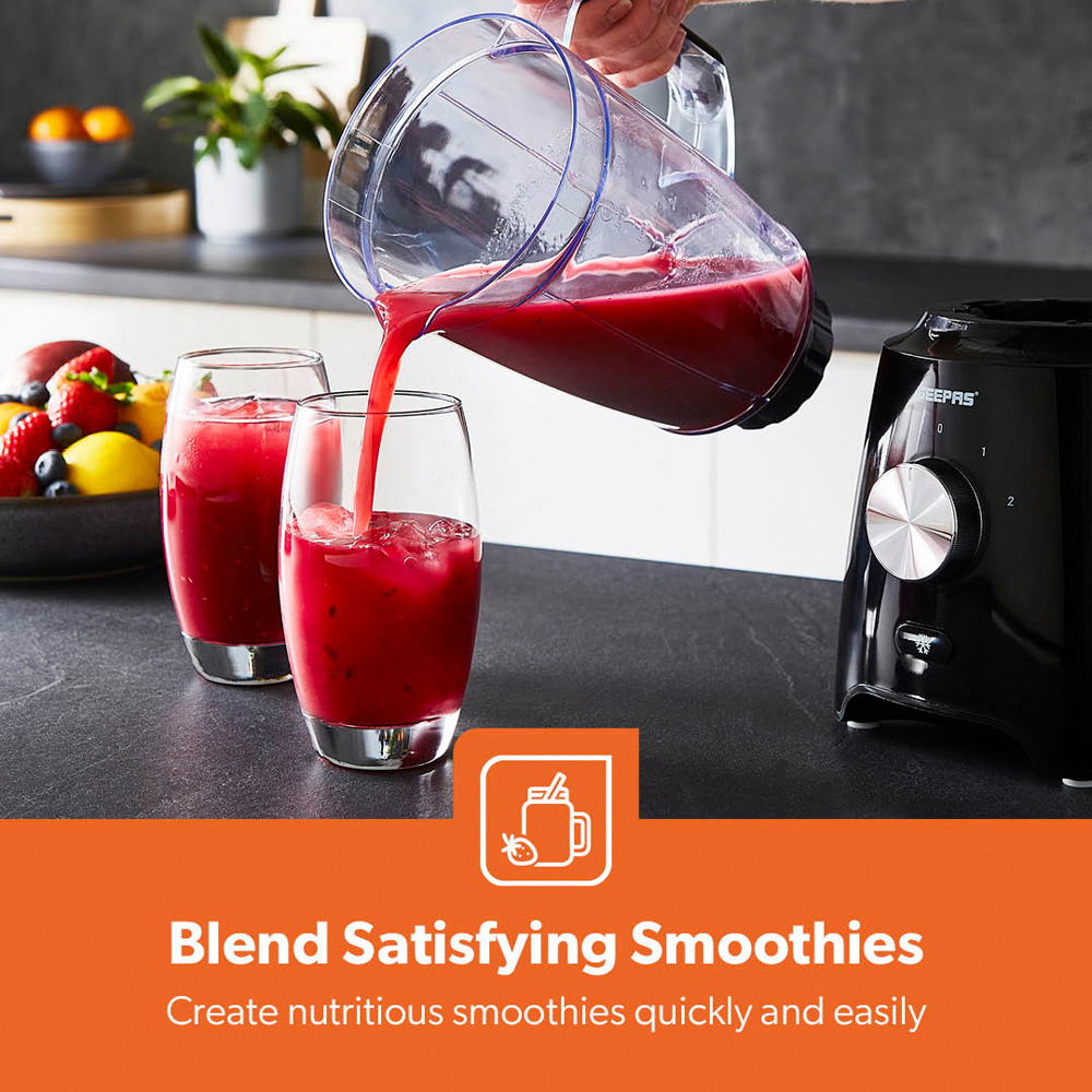 Geepas GSB44117UK-BK Black 1.8L 2-in-1 Food Jug Blender and Coffee Spice Grinder 600W Image 6