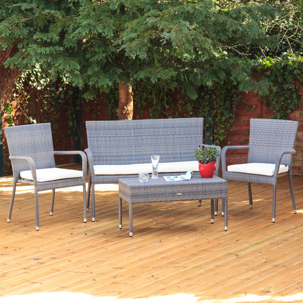 Oseasons Winchester 4 Seater Walnut and Natural Rattan Lounge Set Image 1