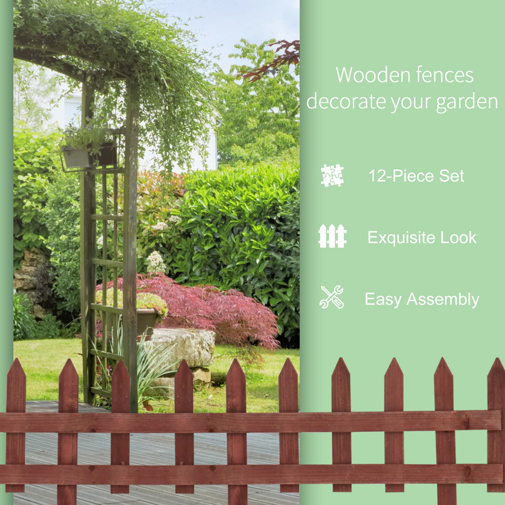 Outsunny 1 x 2ft 12 Pack Wooden Fence Panel Image 6