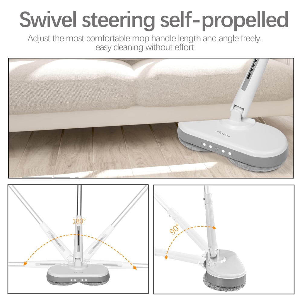 Alivio Grey LED Wireless Electric Mop with Powerful Spin Head 150 RPM Image 7