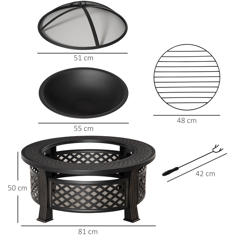 Outsunny Bronze Tone Outdoor Round Firepit with Grill Net Image 9