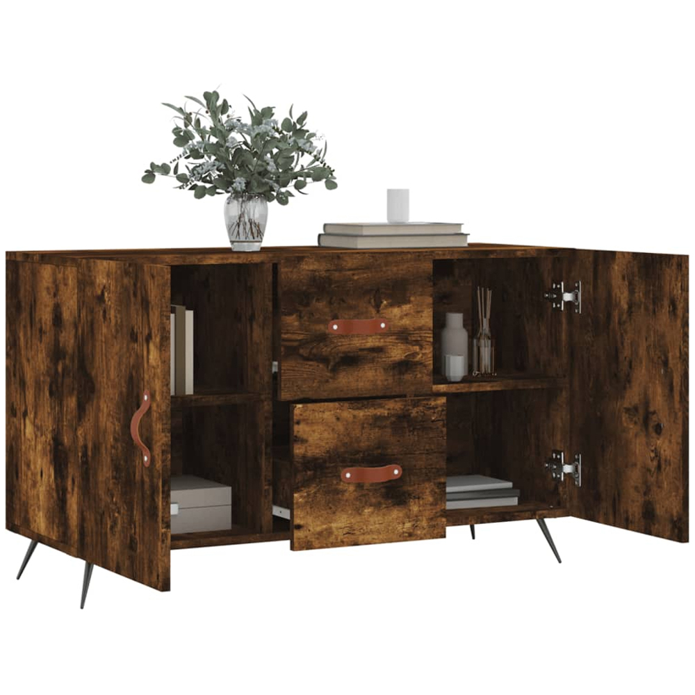 vidaXL 2 Door 2 Drawer Smoked Oak Sideboard Image 4
