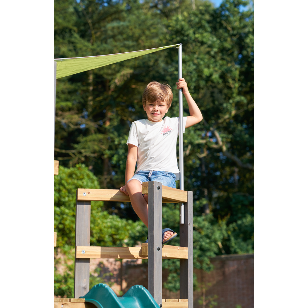 Plum Play Barbary Kids Wooden Double Swing and Slide Playcentre with Climbing Frame Image 3