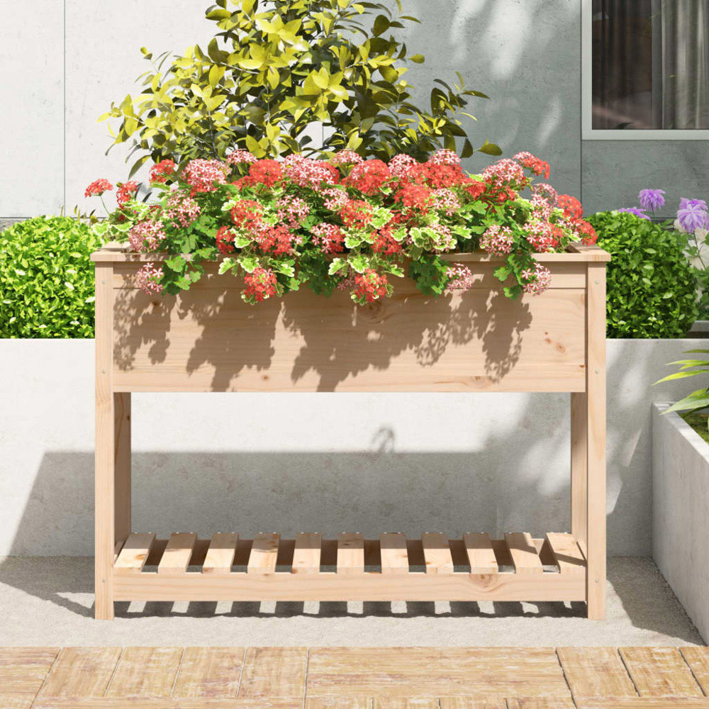 vidaXL Brown Pine Wood Raised Garden Bed 81 x 111.5 x 54cm Image 2