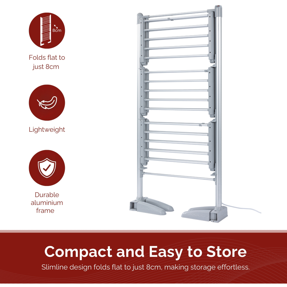 Rediffusion 3-Tier Heated Clothes Airer with Cover Image 3