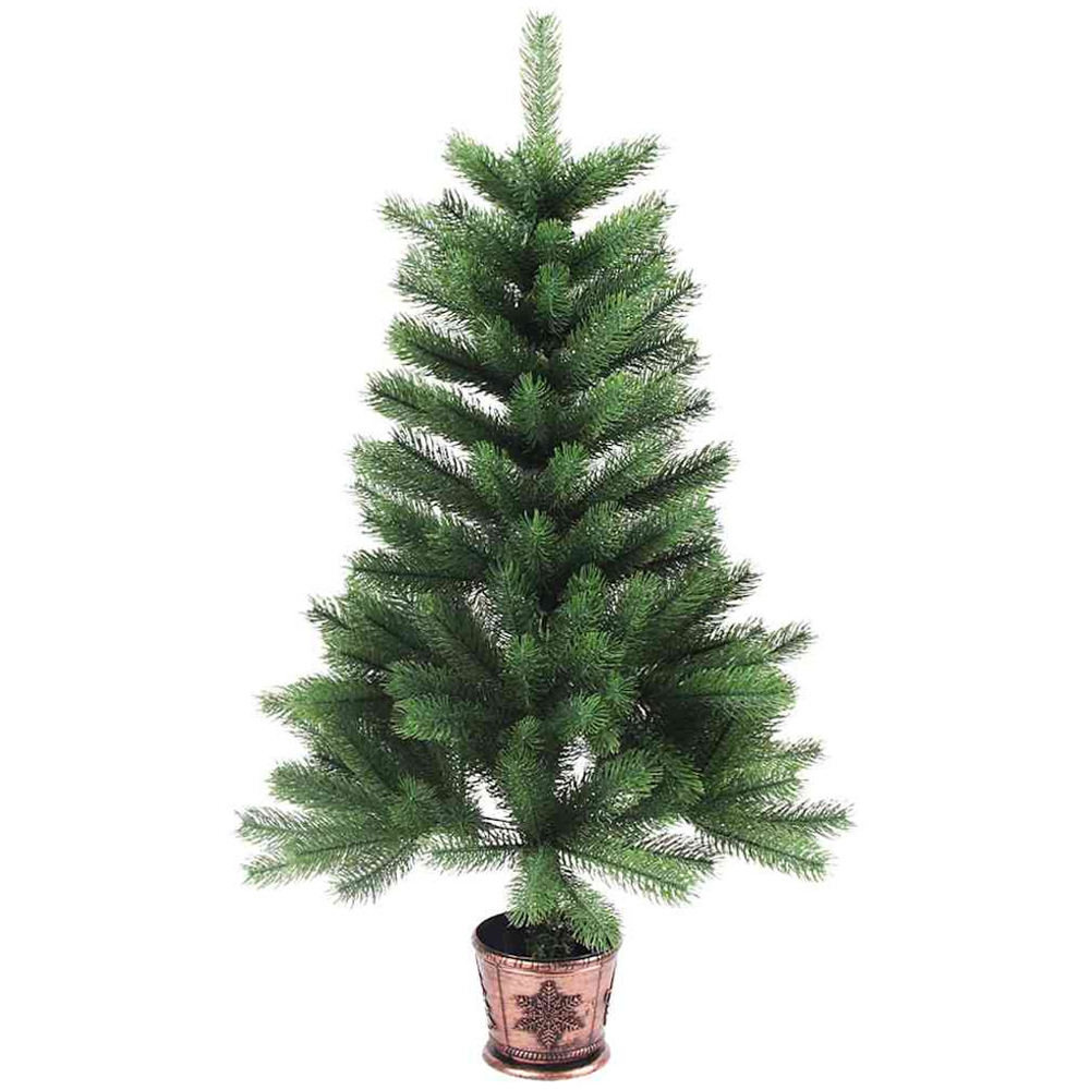 vidaXL Pre-Lit White Baubles Green Artificial Christmas Tree 2ft Image 5
