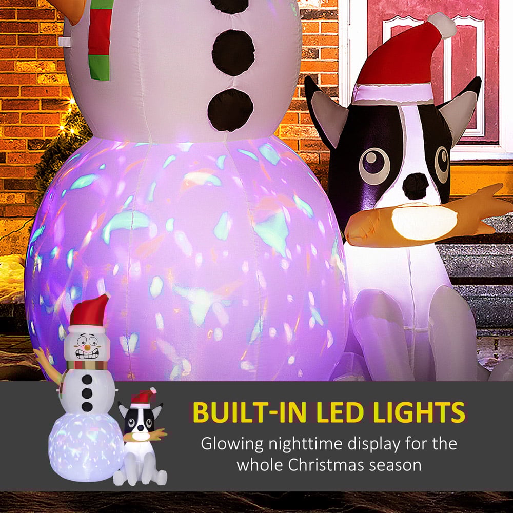 Everglow LED Inflatable Snowman with Dog Christmas Decoration 6.2ft Image 5