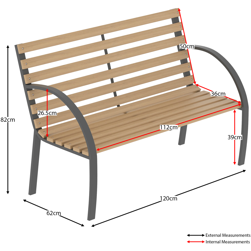 GARDEN VIDA Slatted Garden Bench Image 8