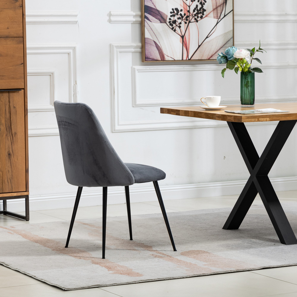Artemis Home Morandi Set of 2 Grey Velvet Dining Chair Image 5