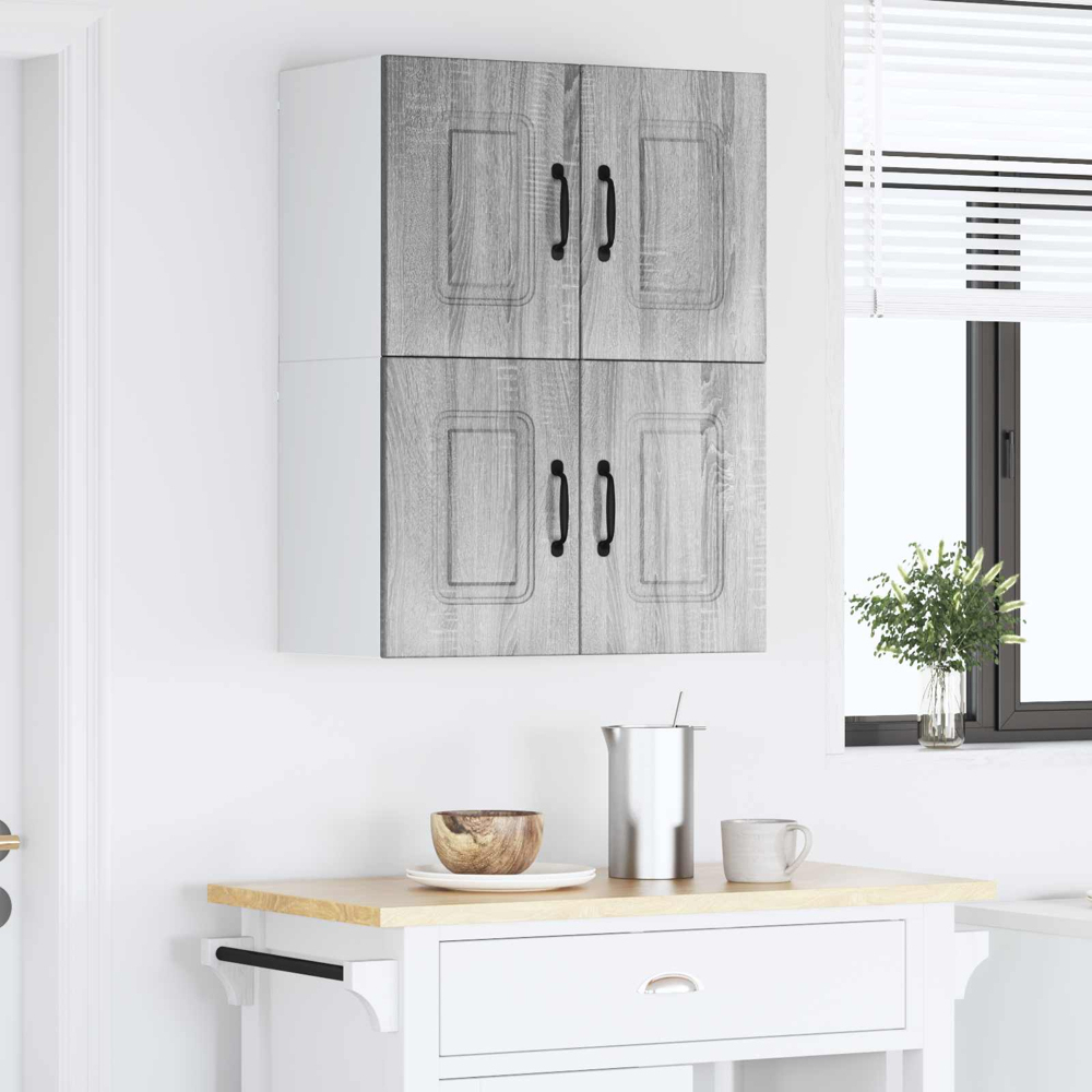 vidaXL Kalmar 2 Door Grey Sonoma Wall Mounted Kitchen Cabinet Set of 2 Image 9