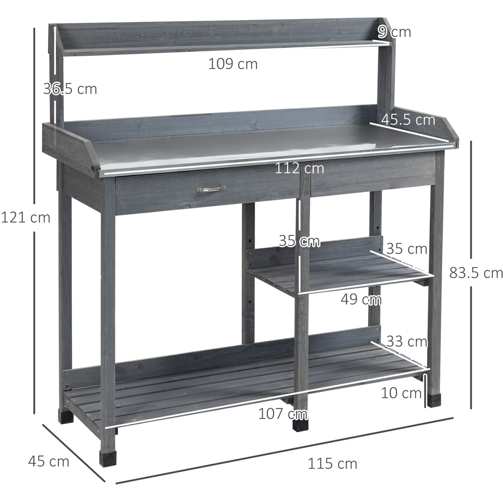 Outsunny Grey Wooden Potting Table Image 8