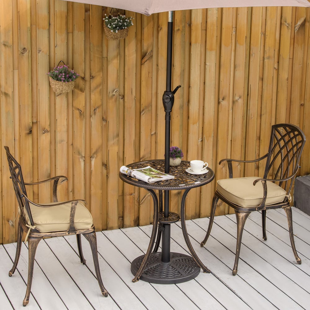 Outsunny Cast Aluminium 2 Seater Garden Bistro Set Bronze Image 1