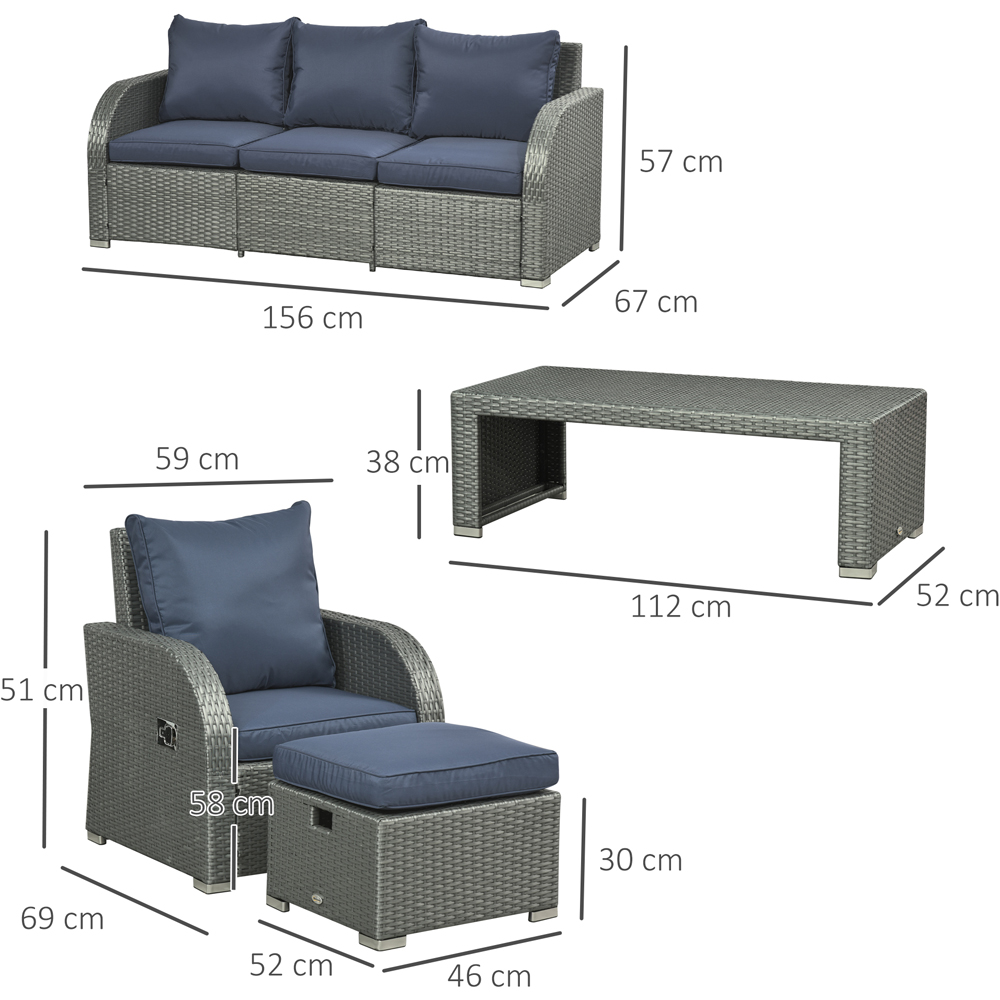 Outsunny 7 Seater Grey Rattan Sofa Lounge Set Image 7