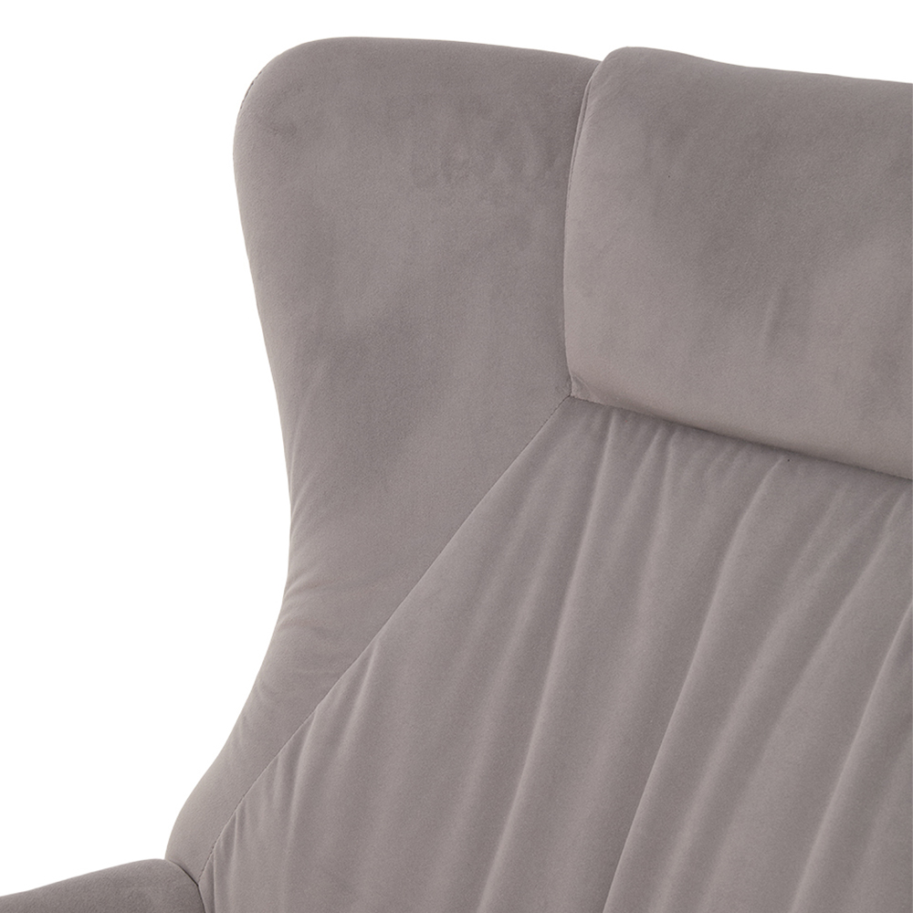 Living and Home Grey Velvet Upholstered Rocking Chair Image 5