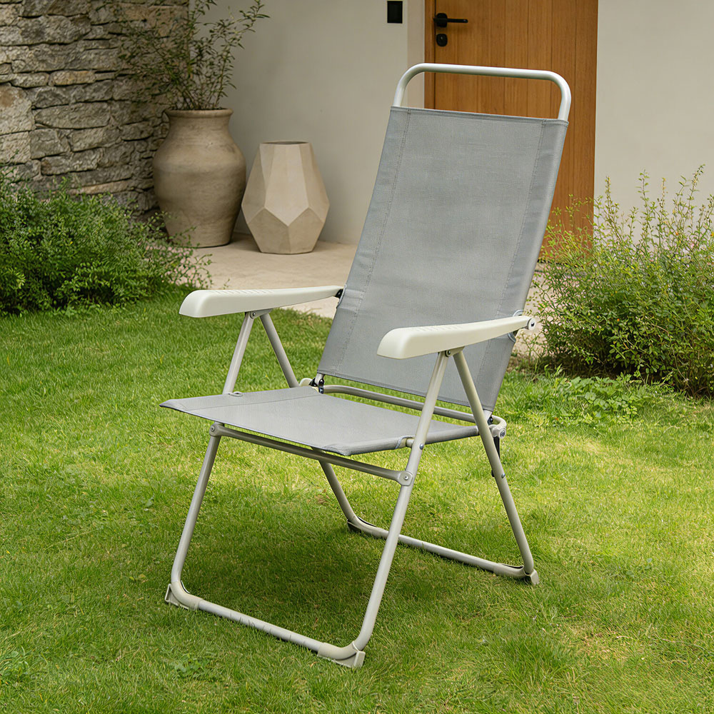 High Back 8 Position Folding Chair Grey Image 8