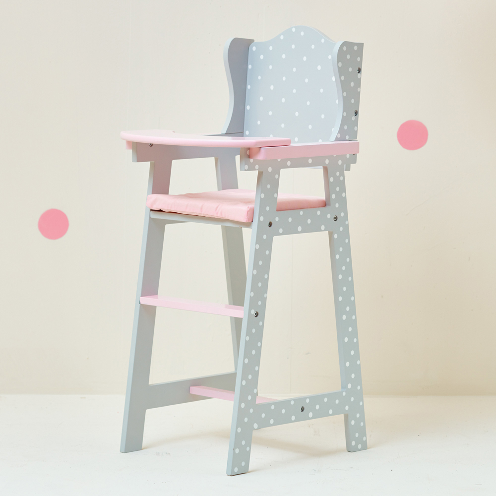 Teamson Kids Olivia's Little World Grey Polka Dots Princess Baby Doll High Chair Image 2