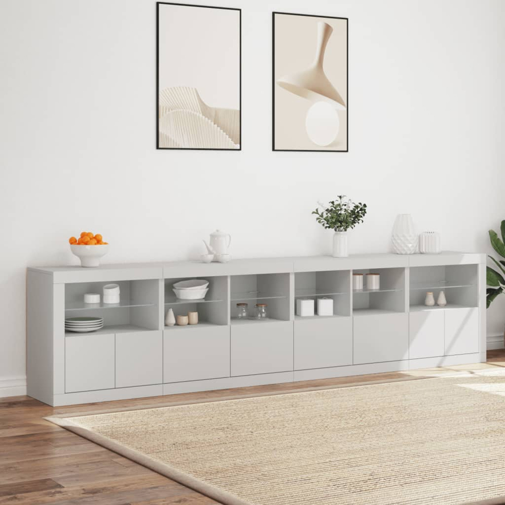vidaXL 8 Door 12 Shelf White LED Sideboard 4 Piece Image 9